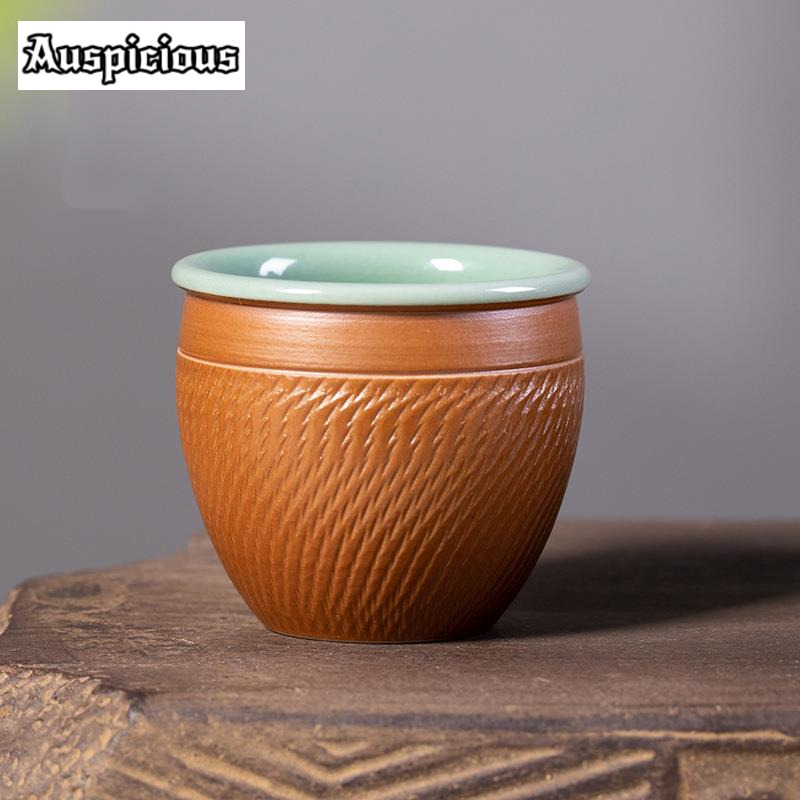 Celadon Ceramic Cup - 50ml Handmade Knife Jumping Ceramic Teacup
